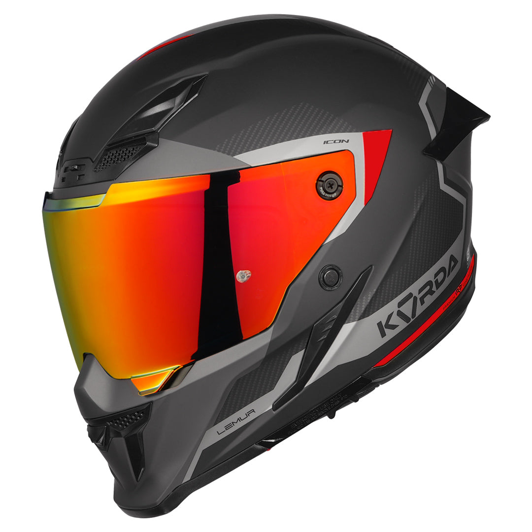 Korda Icon Lemur Helmet - Matt Red | ECE 22.06 & ISI Certified