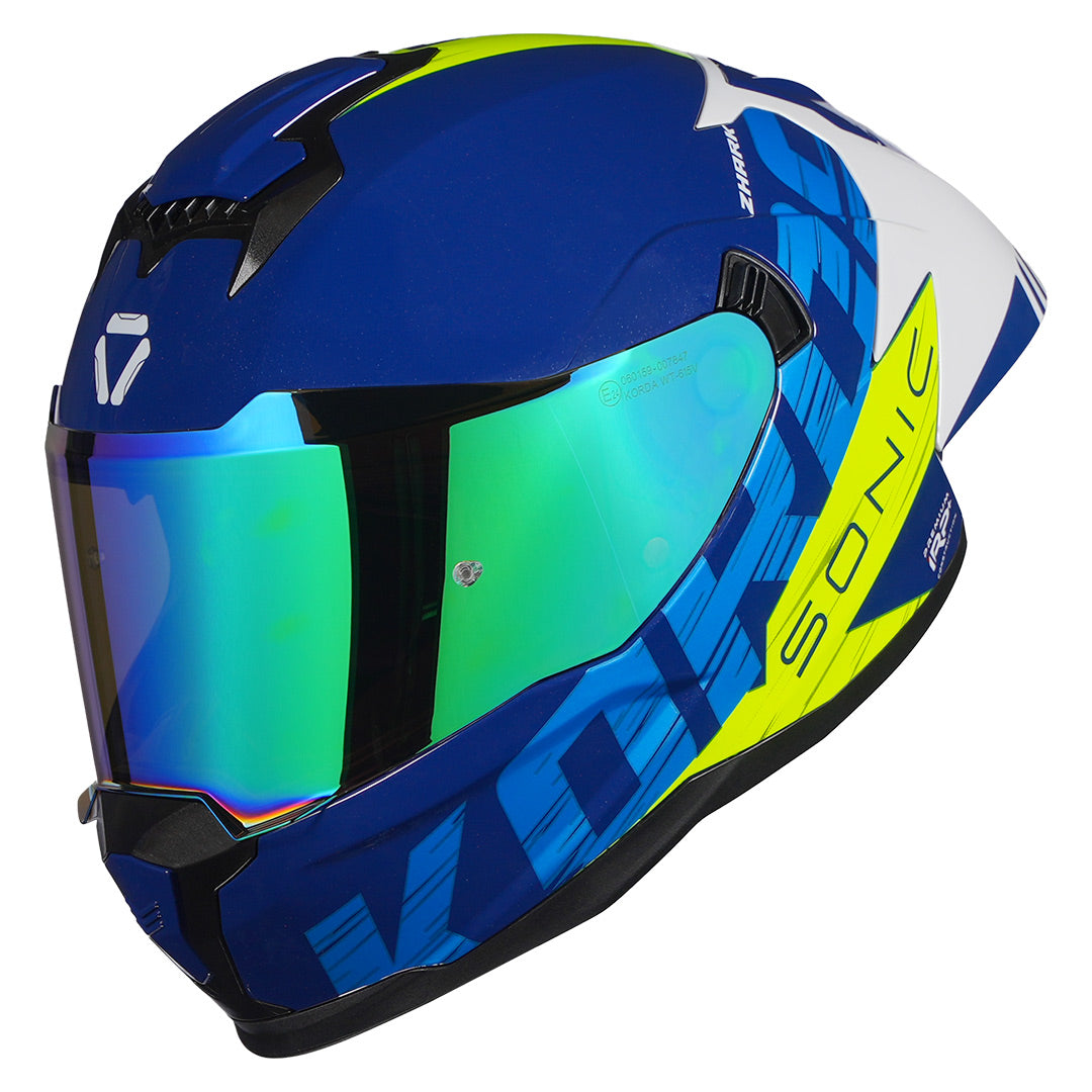 cyan motorcycle helmet Korda Sonic GP Zhark Helmet - Blue