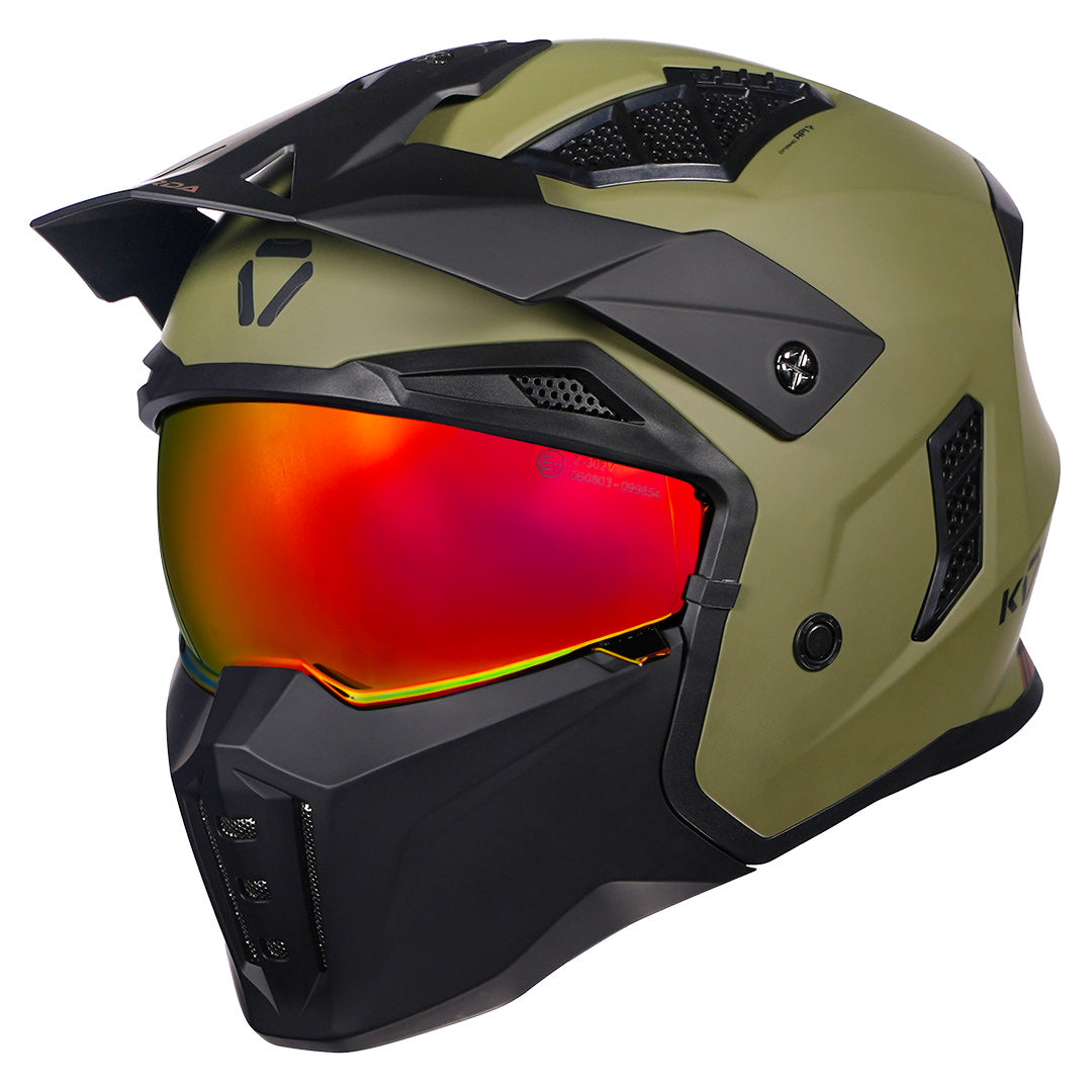 black stormtrooper motorcycle helmet Korda StormTrooper Solid Olive Green Helmet