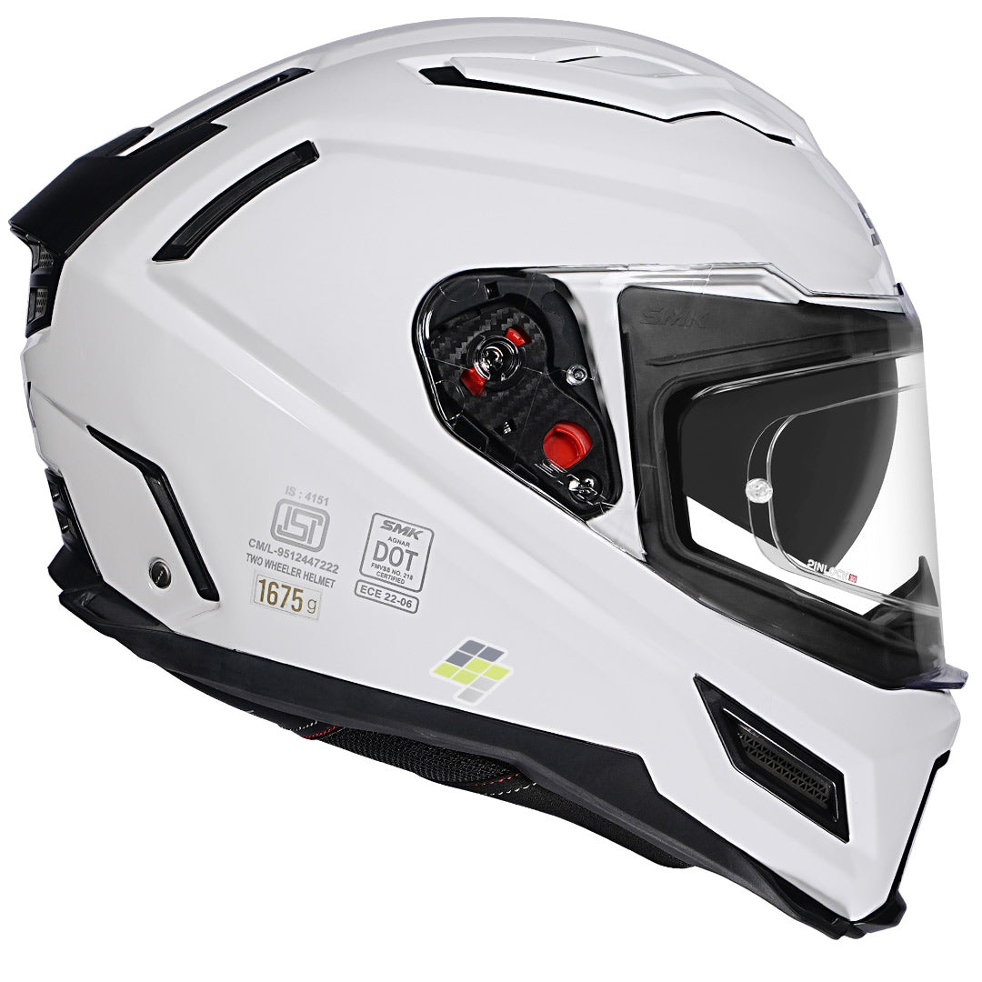 SMK Agnar Solid Gloss White Helmet