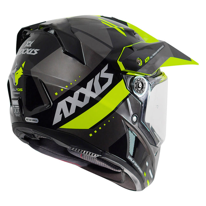 Axxis Wolf DS Forest Dual sport Helmet fluorescent yellow back