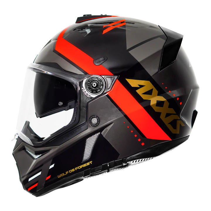 Axxis Wolf DS Forest Dual sport Helmet red side