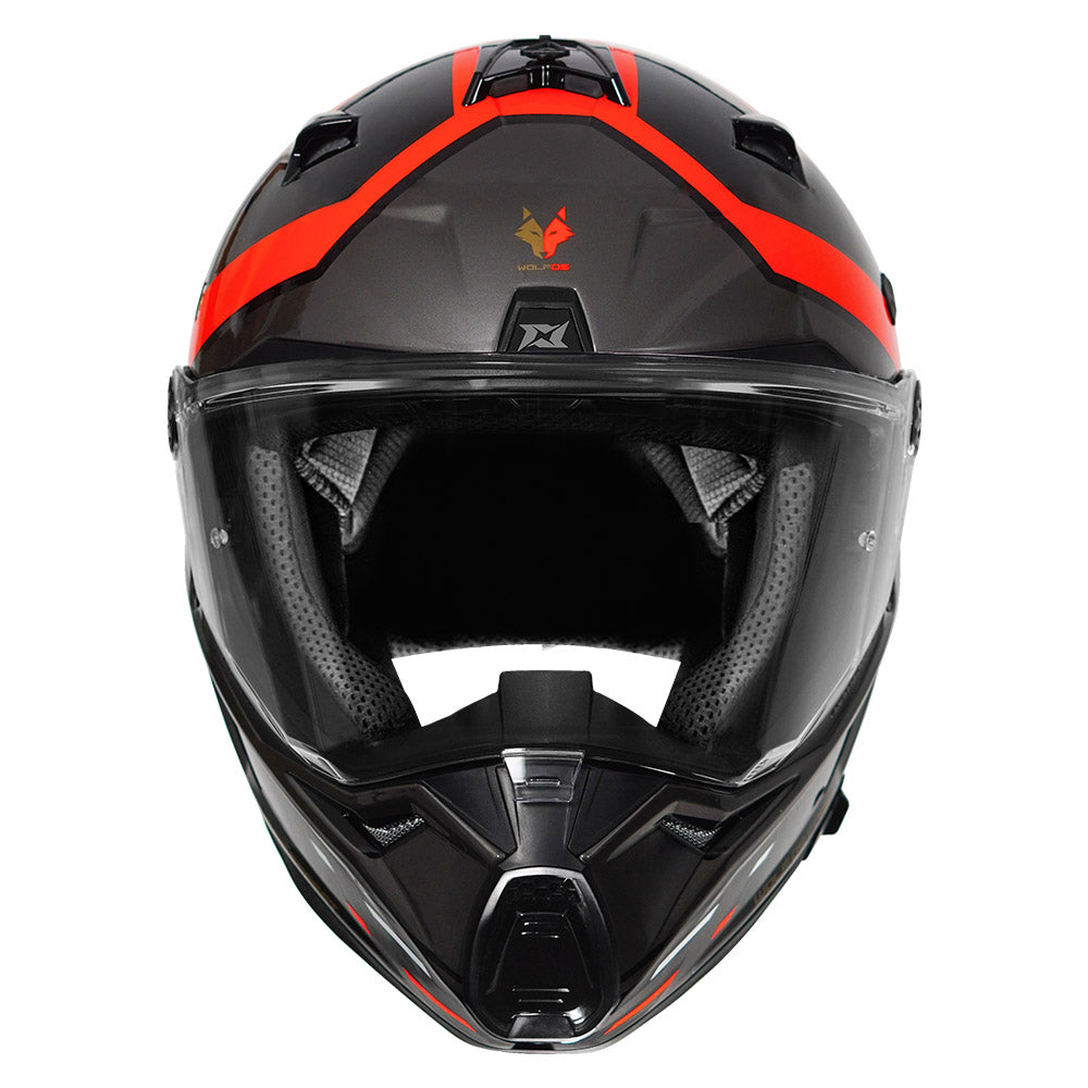 Axxis Wolf DS Forest Dual sport Helmet red front