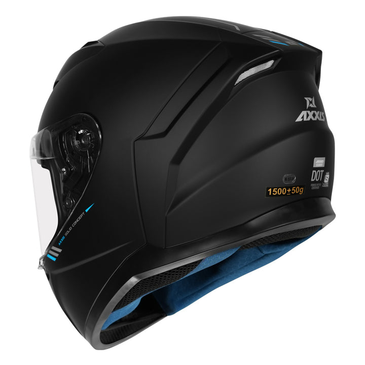 Axxis Segment Solid Matt Black Helmet back angled view