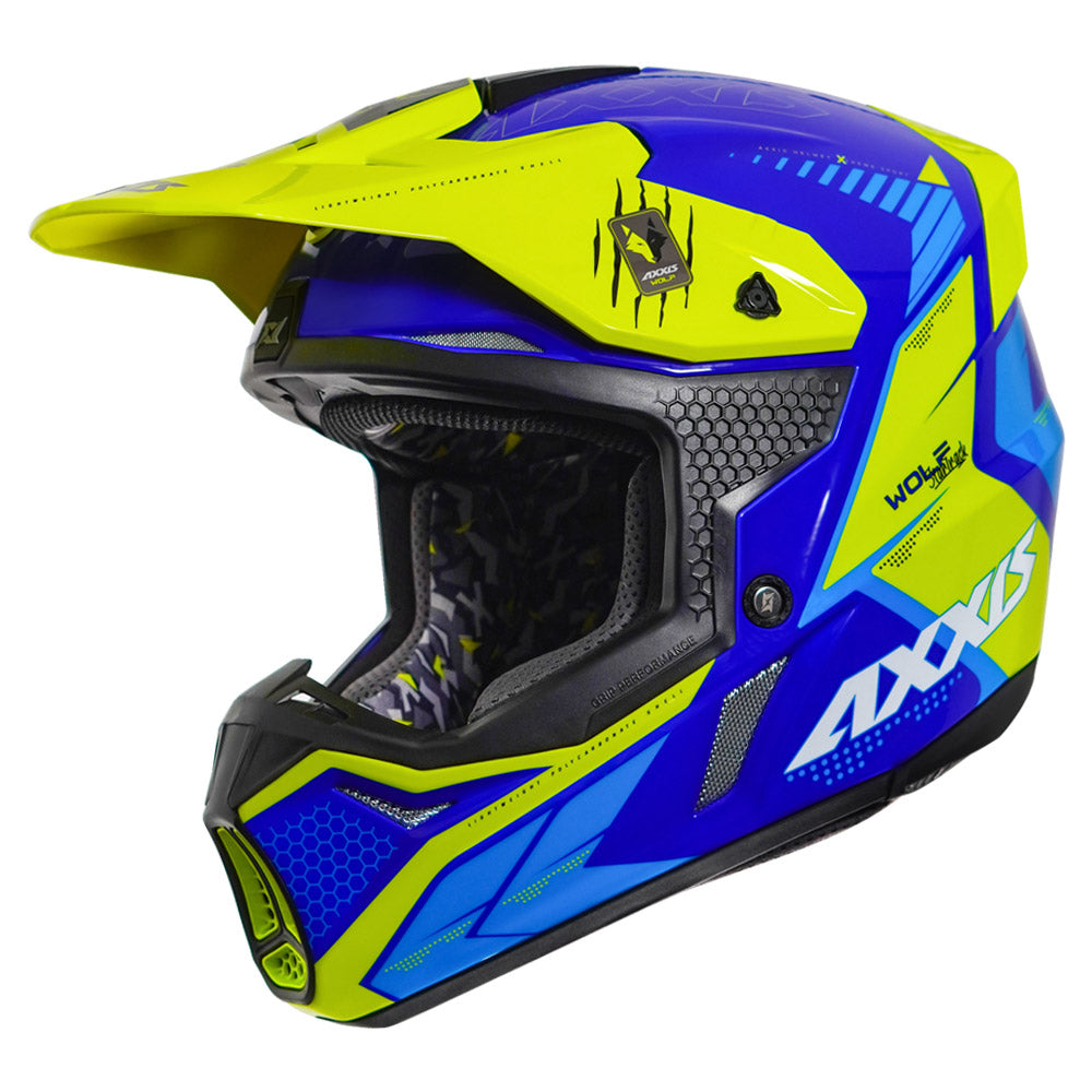 Axxis Wolf Star Track Motocross Helmet Fluorescent Yellow