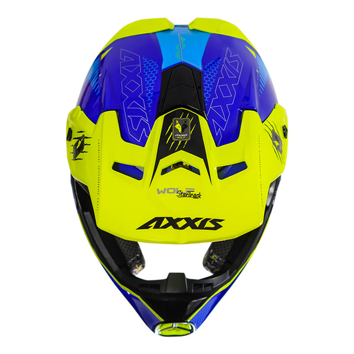 Axxis Wolf Star Track Motocross Helmet Fluorescent Yellow top