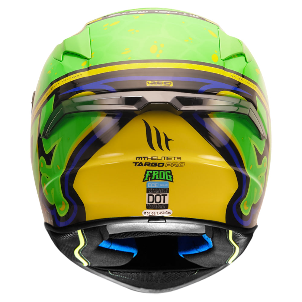 MT Targo Frog Helmet Fluorescent green back