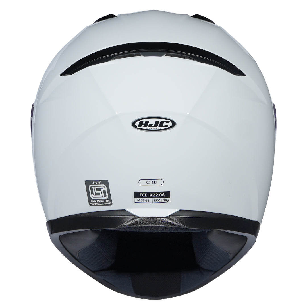 HJC C10 Solid White Helmet back