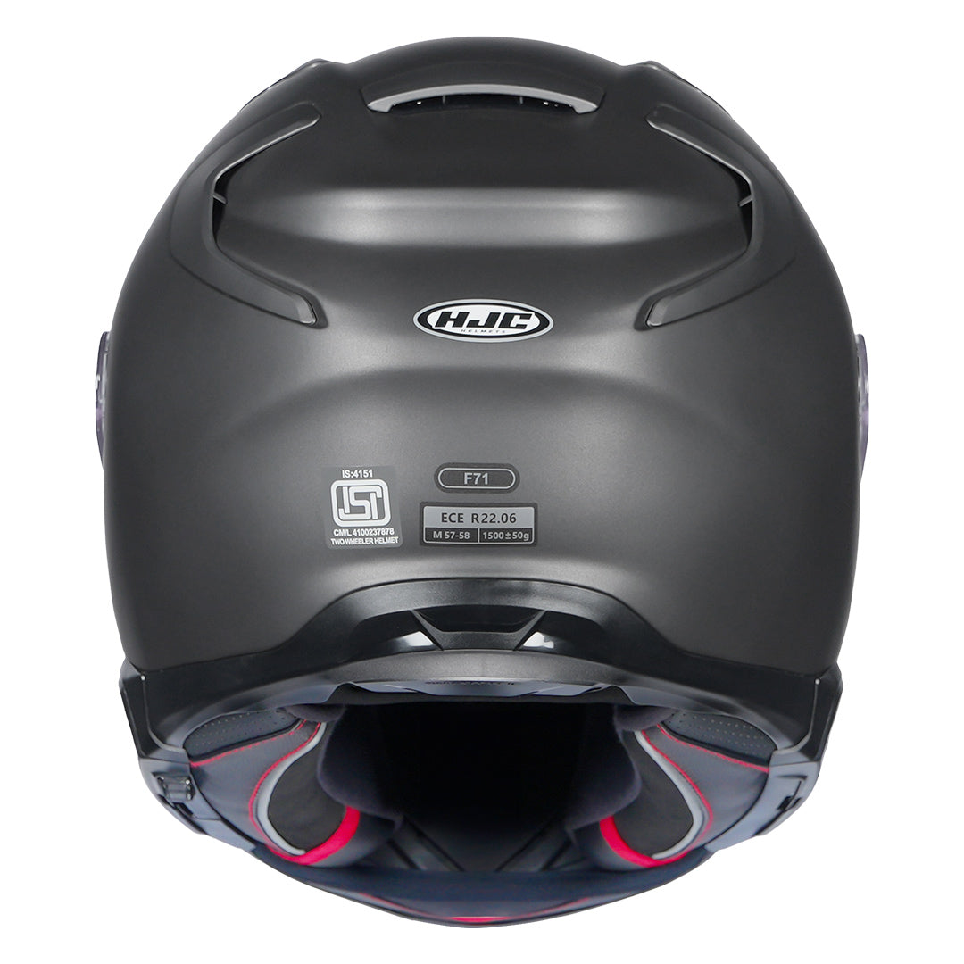 HJC F71 (F7X) Semi-Flat Titanium Helmet back