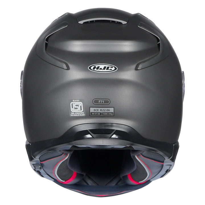 HJC F71 (F7X) Semi-Flat Titanium Helmet back