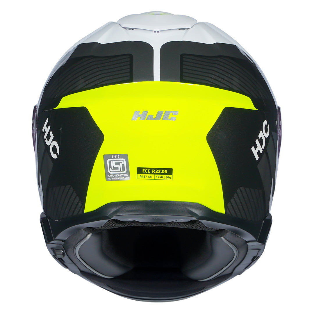 HJC I71 Viz Helmet fluorescent green back