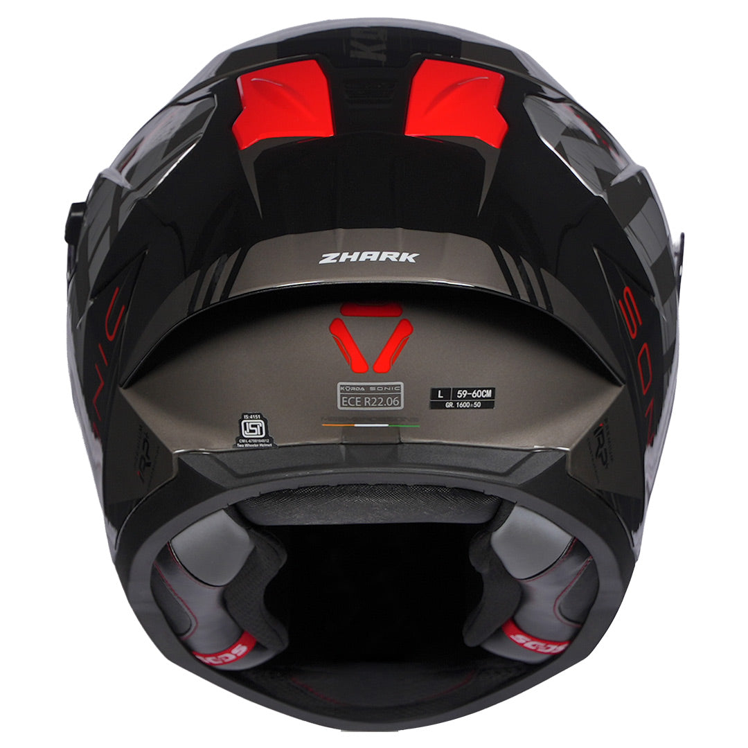 Korda Sonic Zhark Helmet grey red back