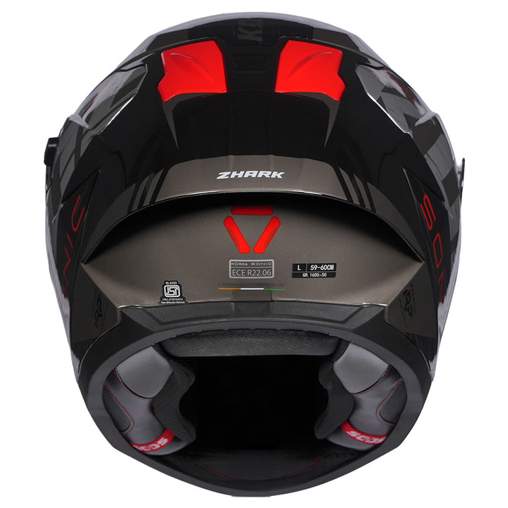 Korda Sonic Zhark Helmet grey red back