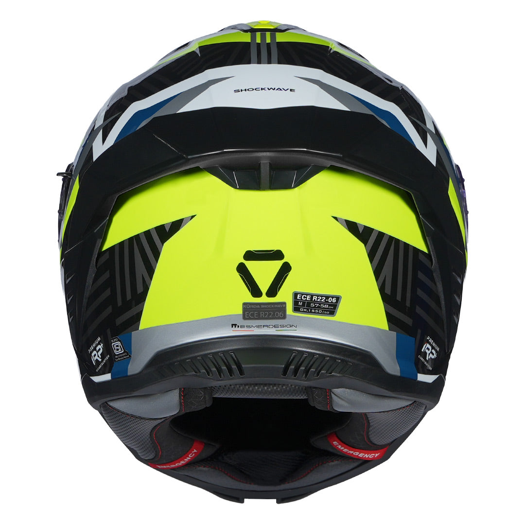 Korda Shockwave Chaos Helmet (Fluorescent Yellow) back