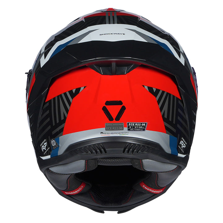Korda Shockwave Chaos Helmet (Red-Blue) back