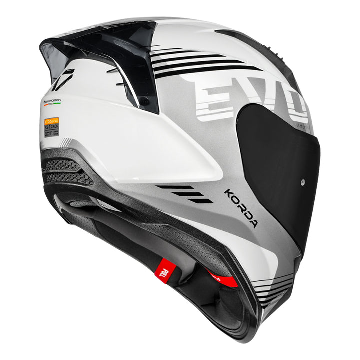 Korda Evo Artemis Helmet white grey with smoke visor back