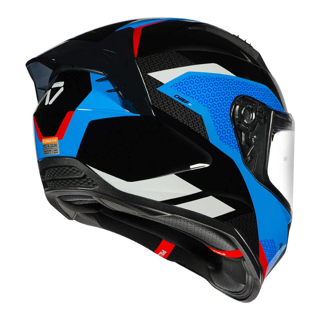 Korda Evo Chief Helmet black blue back with clear visor