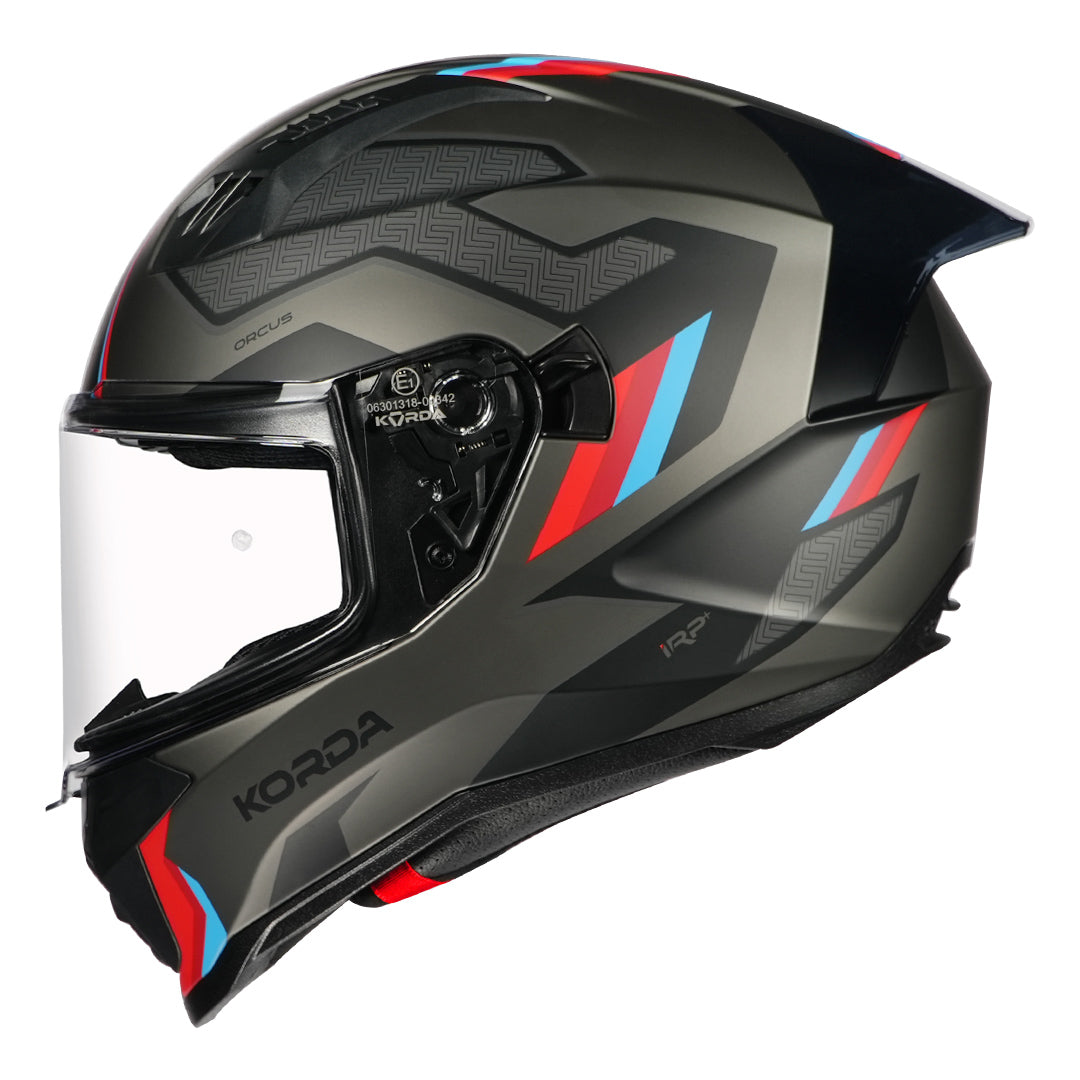 Korda Evo Orcus Helmet matt grey blue and red side