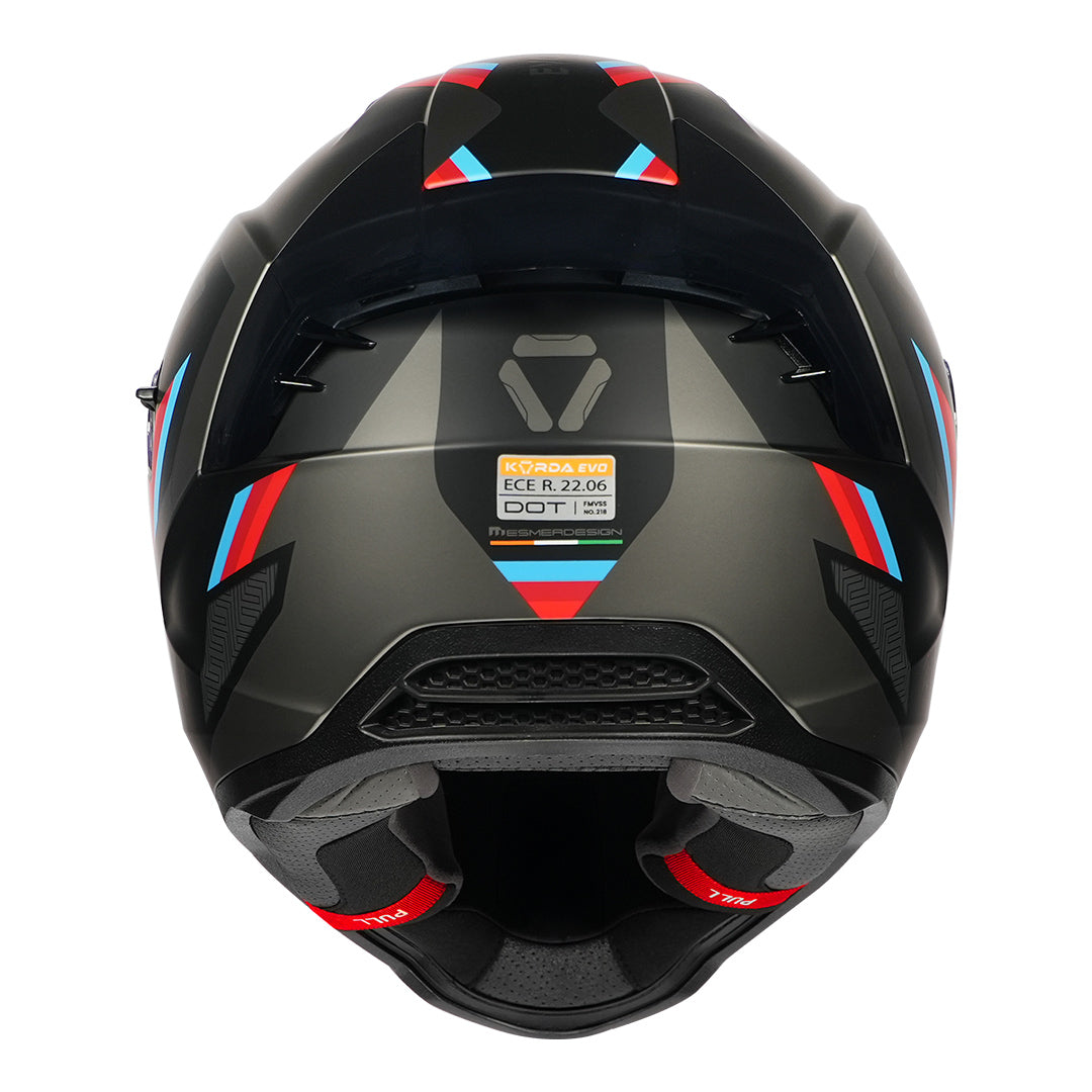Korda Evo Orcus Helmet matt grey blue and red back