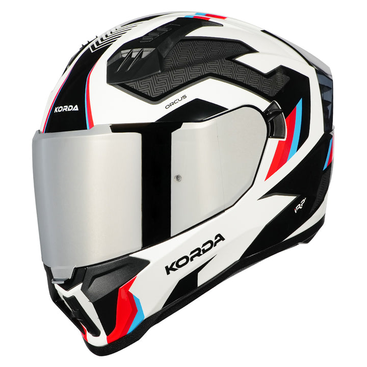 Korda Evo Orcus Helmet white blue red with silver visor