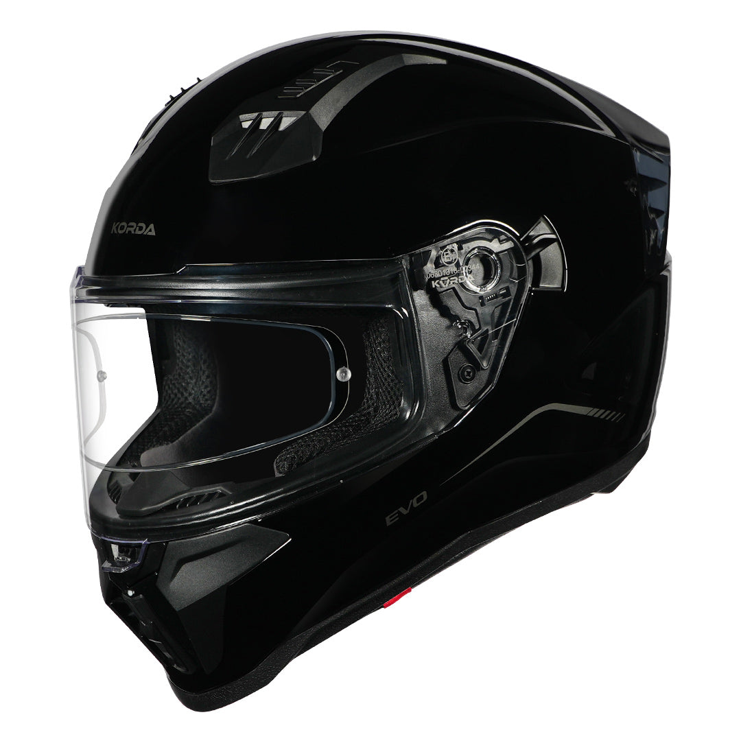 Korda Evo Solid Gloss Black Helmet with clear visor