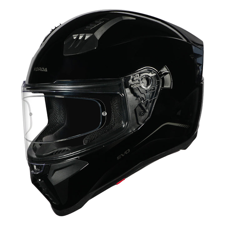 Korda Evo Solid Gloss Black Helmet with clear visor