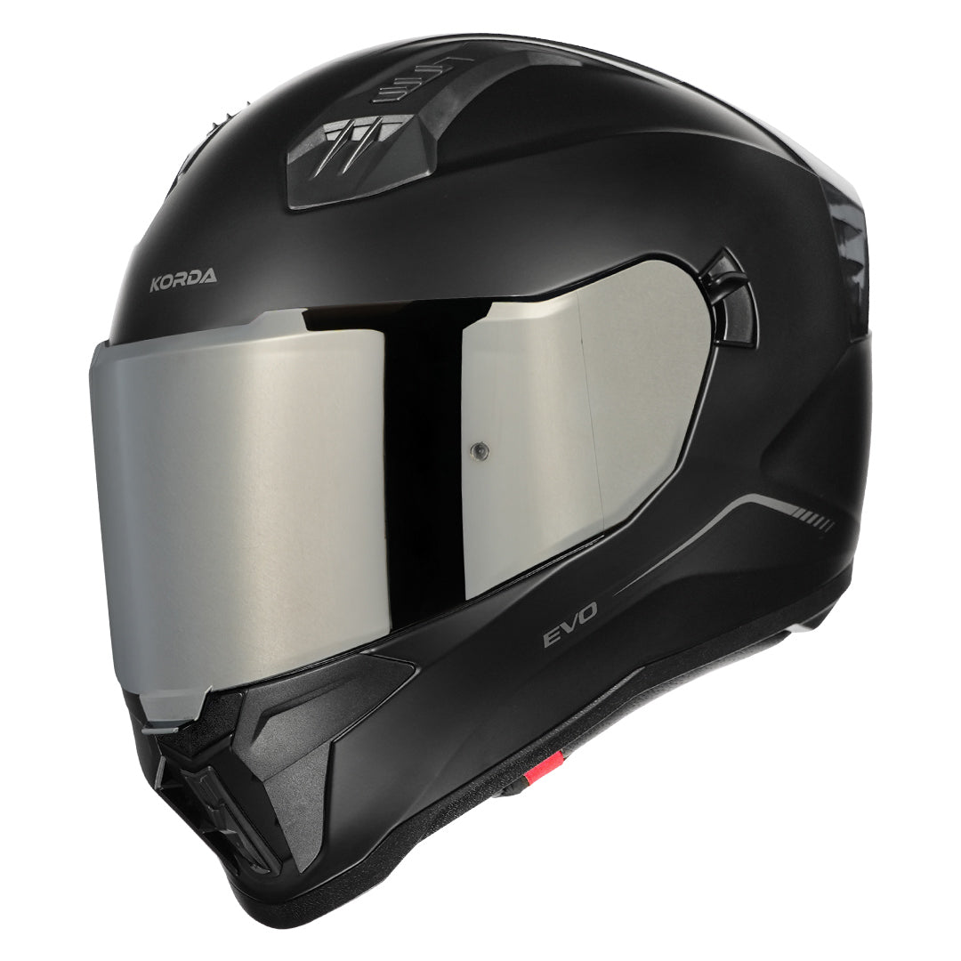 Korda Evo Solid Matt Black Helmet with silver visor