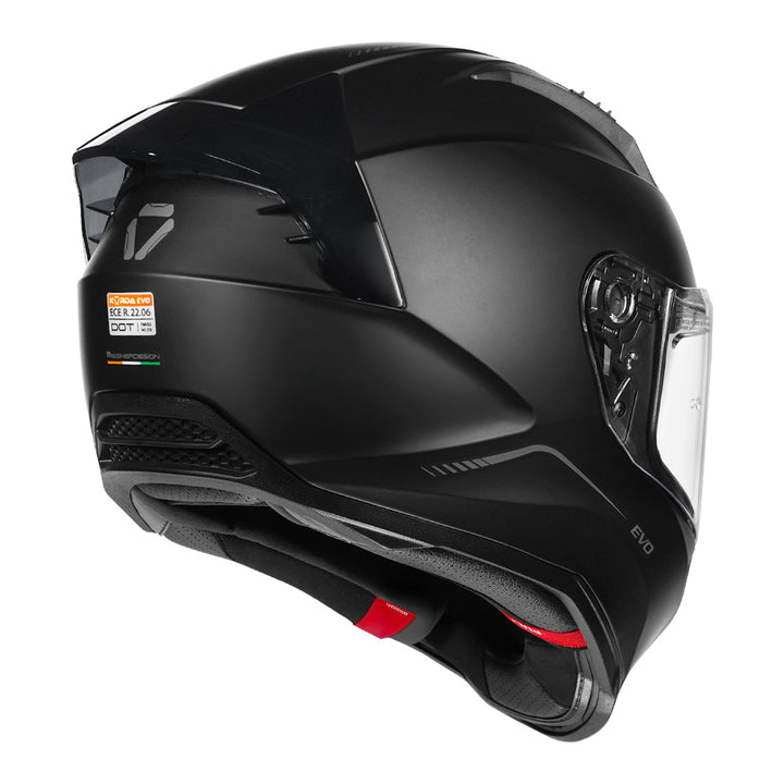 Korda Evo Solid Matt Black Helmet back with clear visor