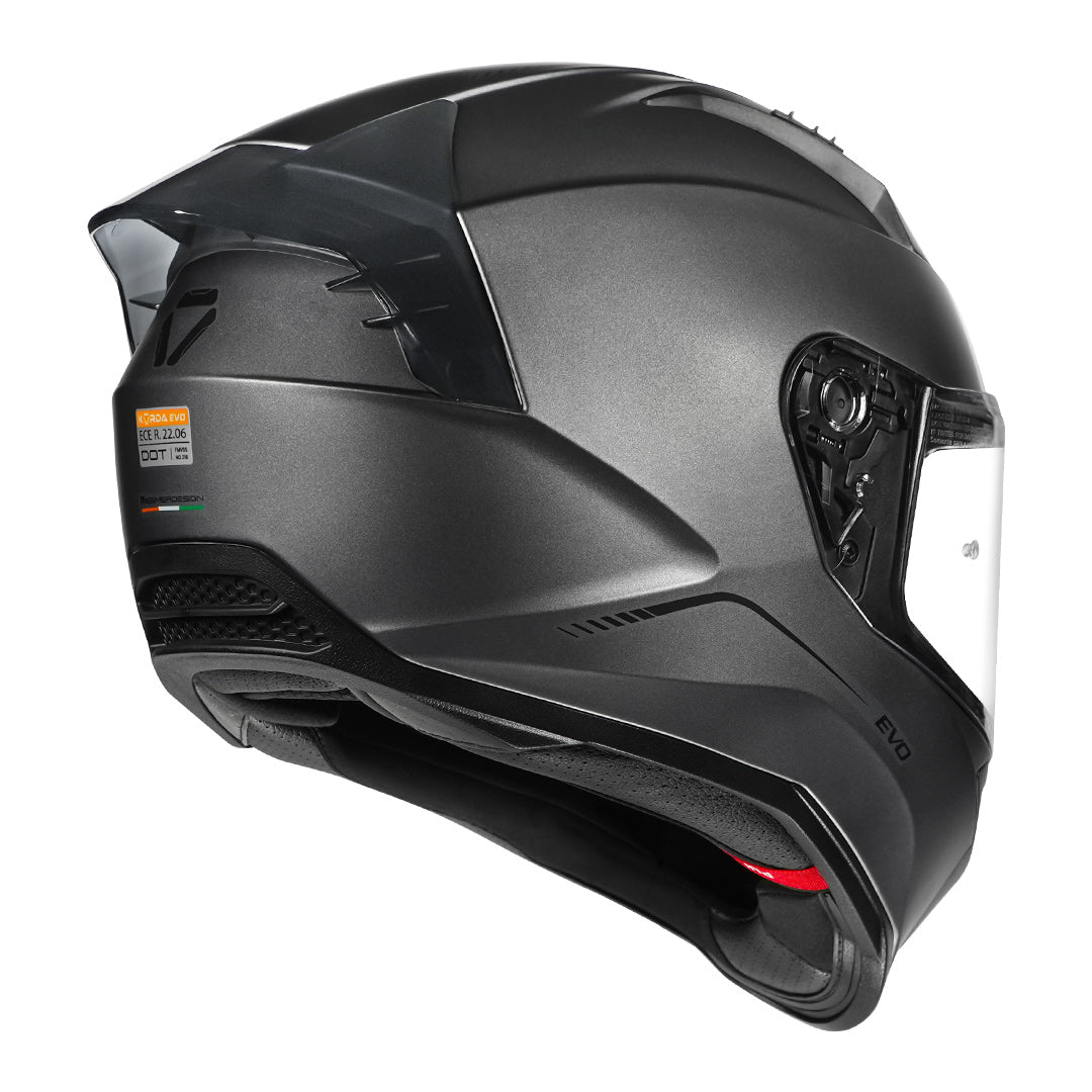 Korda Evo Solid Grey Helmet back with clear visor