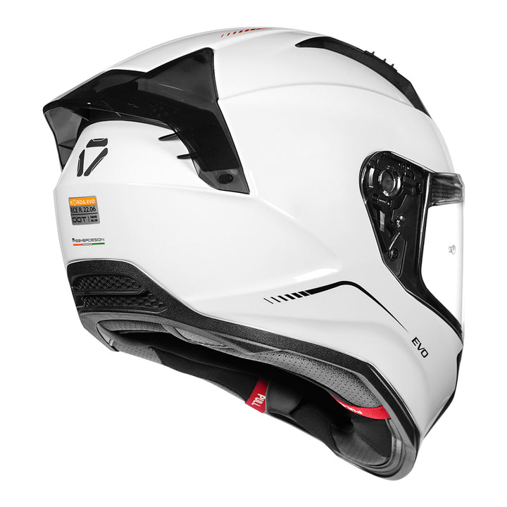 Korda Evo Solid White Helmet back with clear visor