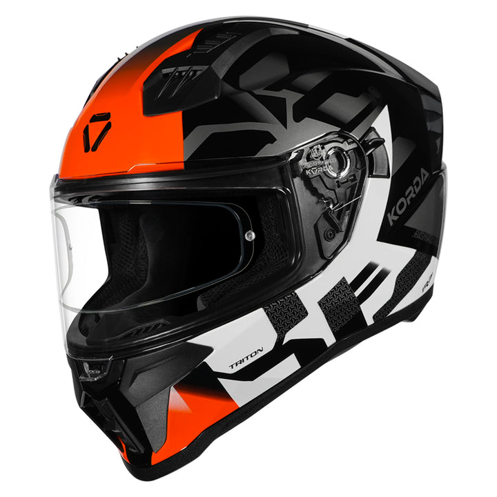 Korda Evo Triton Helmet black white orange with clear visor