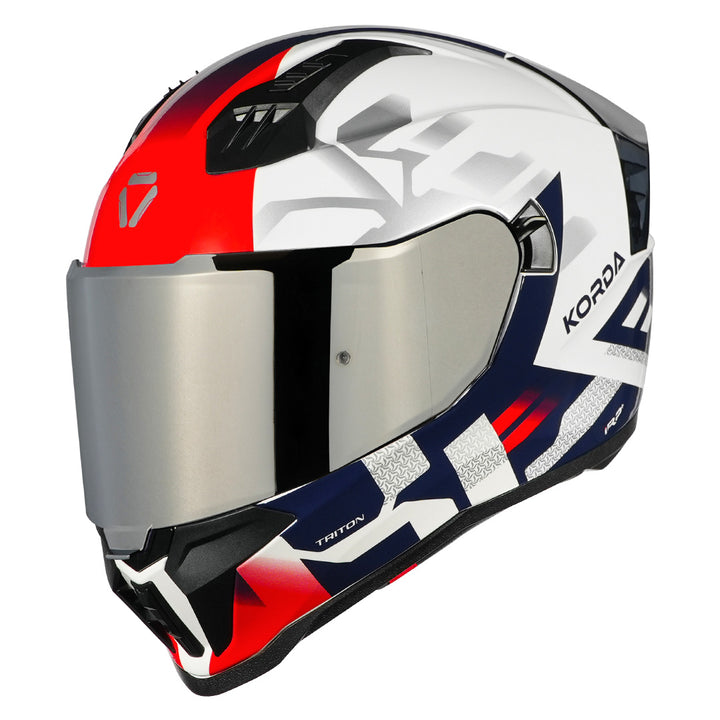 Korda Evo Triton Helmet white red blue with silver visor