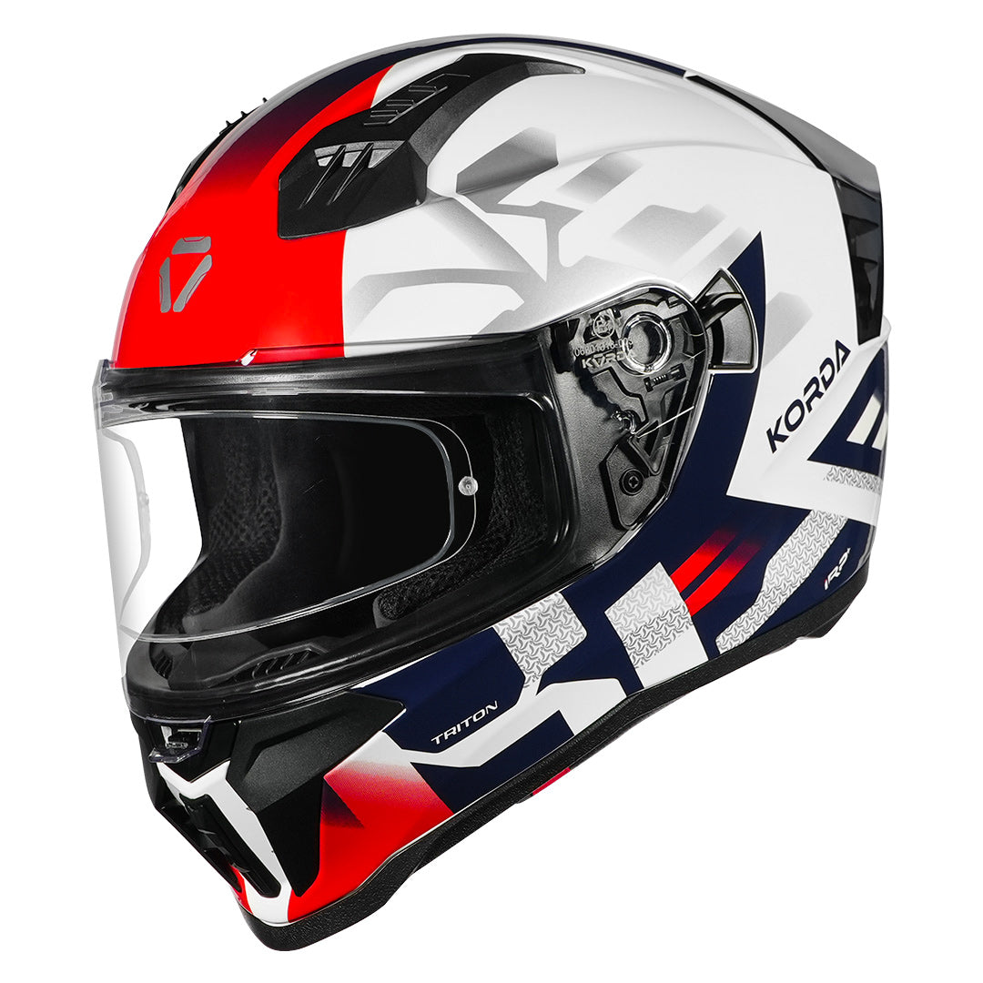 Korda Evo Triton Helmet white red blue with clear visor