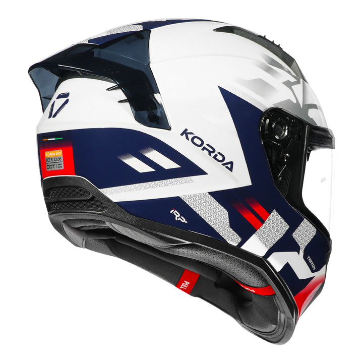 Korda Evo Triton Helmet white red blue back with clear visor