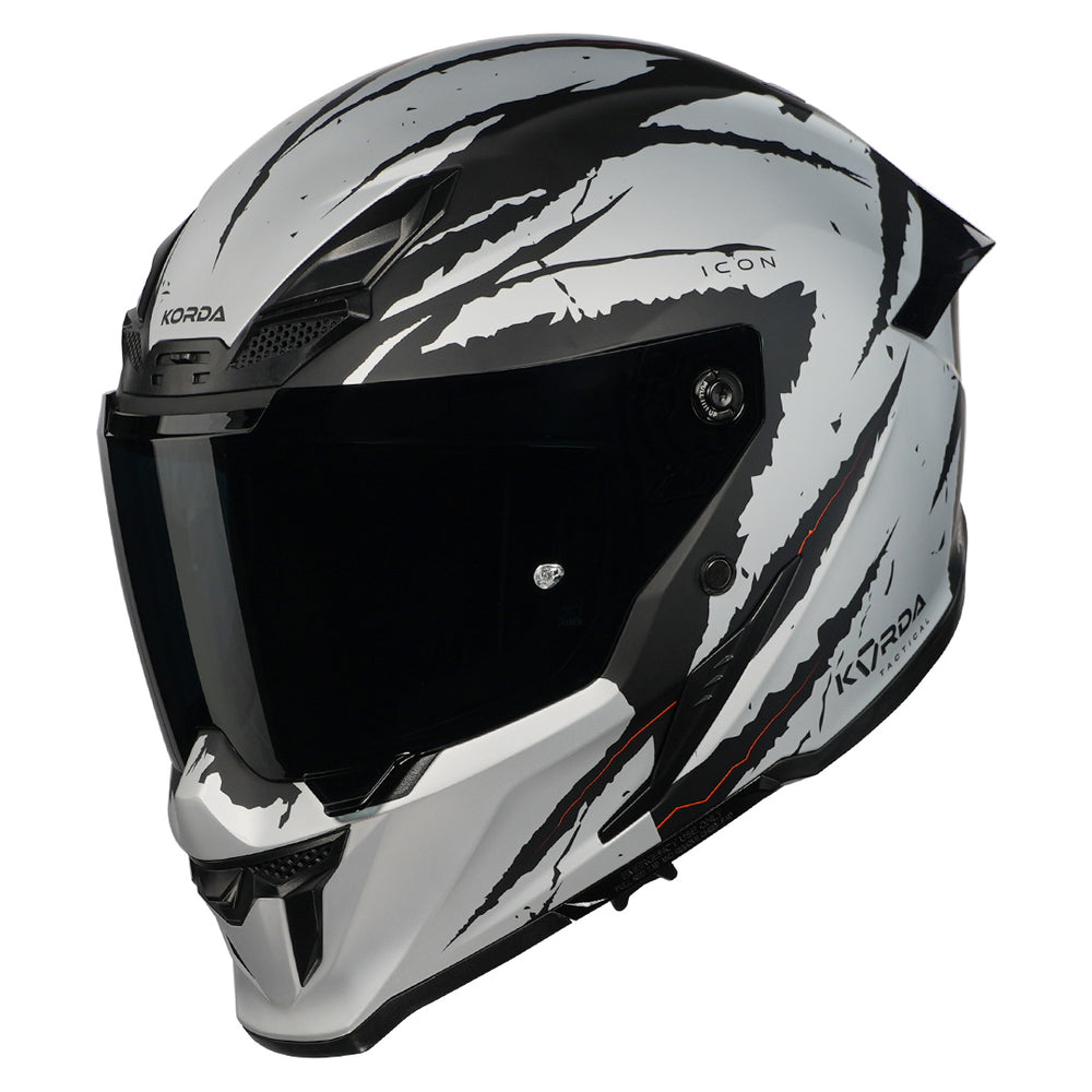 Korda Icon Fallout Helmet (Matt Silver) with smoke visor

