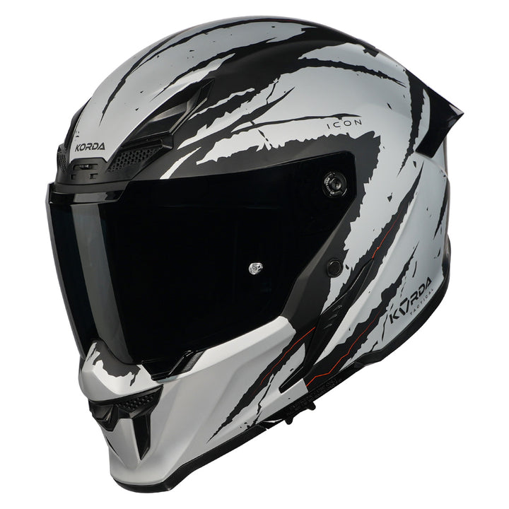 Korda Icon Fallout Helmet (Matt Silver) with smoke visor
