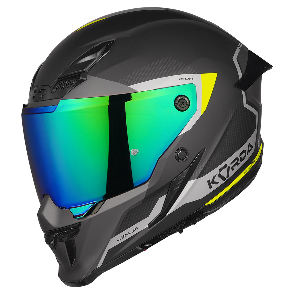 Korda Icon Lemur Helmet - Fluorescent Yellow | Free Smoke Visor