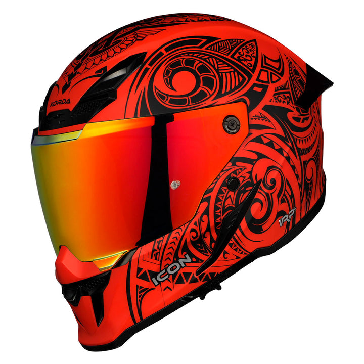 Korda Icon Maori Helmet with red revo visor