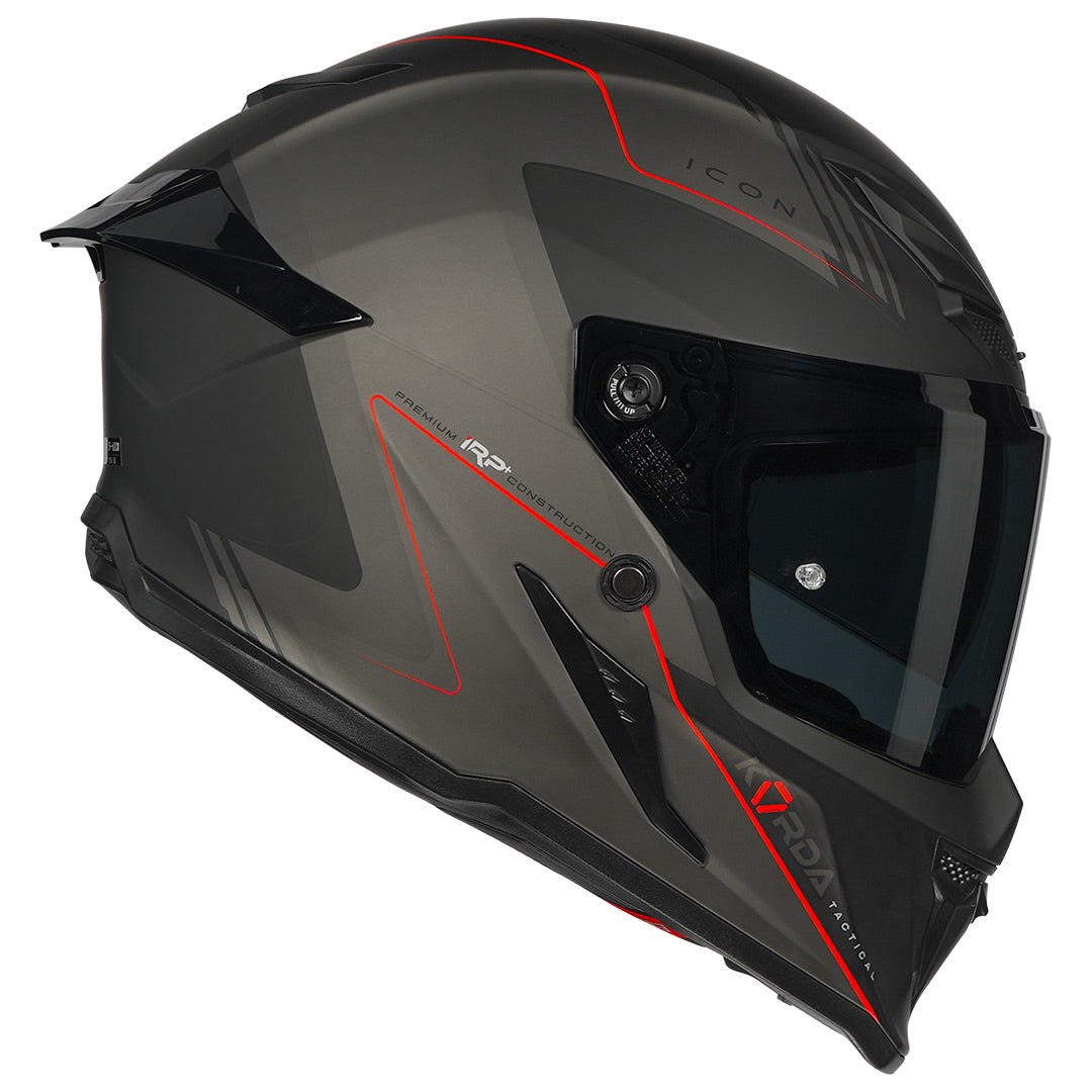 Korda Icon Nero Helmet Matt Grey and Red side