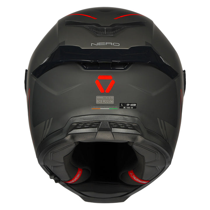 Korda Icon Nero Helmet Matt Grey and Red back