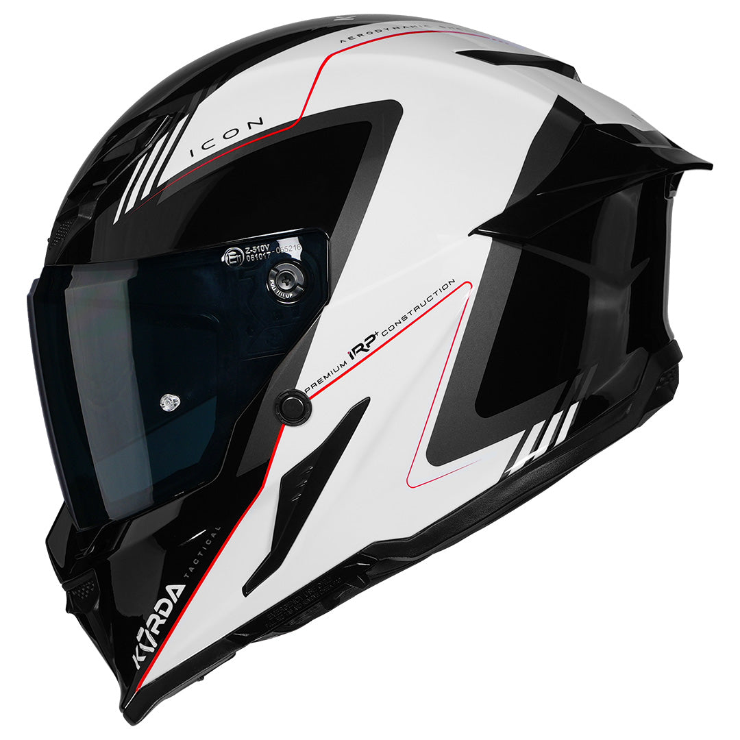 Korda Icon Nero Helmet white and Red side