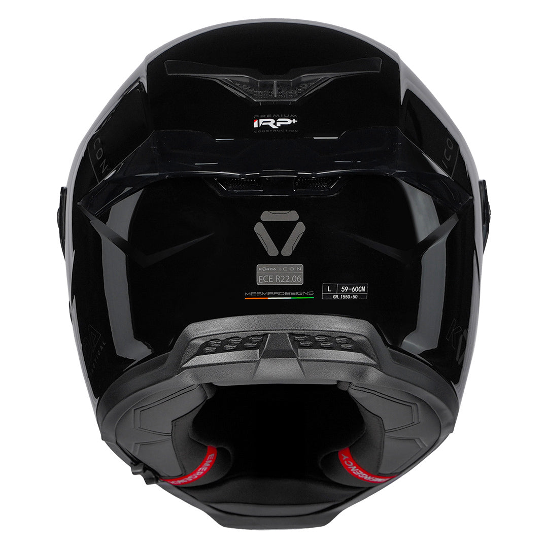 Korda Icon Solid Gloss Black Helmet back