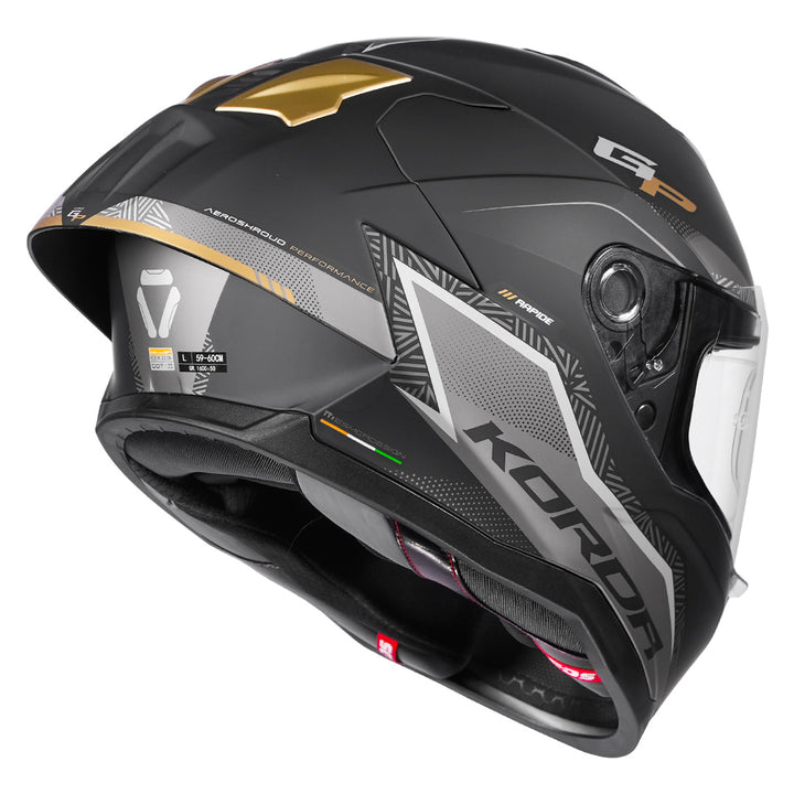 Korda Sonic GP Rapide Helmet gold back