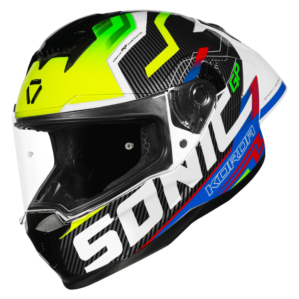 Korda Sonic GP Spi-D Helmet Fluorescent Yellow with clear visor