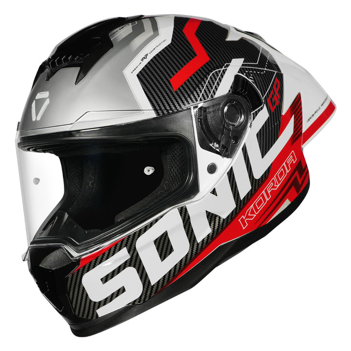 Korda Sonic GP Spi-D Helmet (Red) with clear visor
