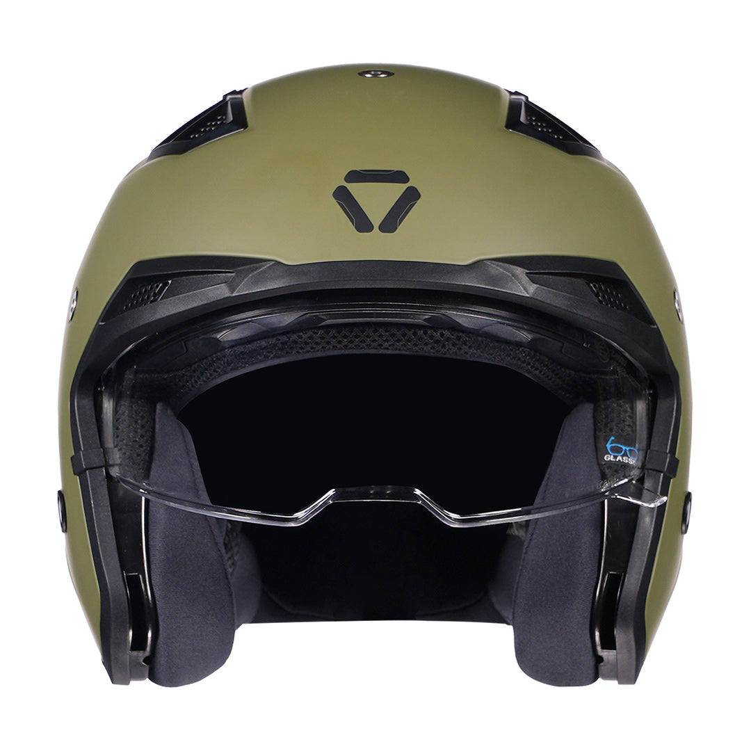 Korda StormTrooper Solid Helmet (Military Green) open-face front