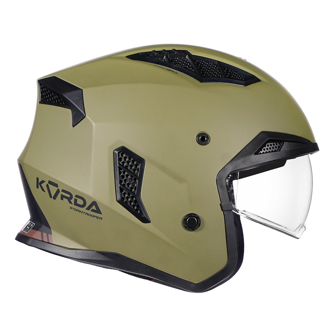 Korda StormTrooper Solid Helmet (Military Green) open face side