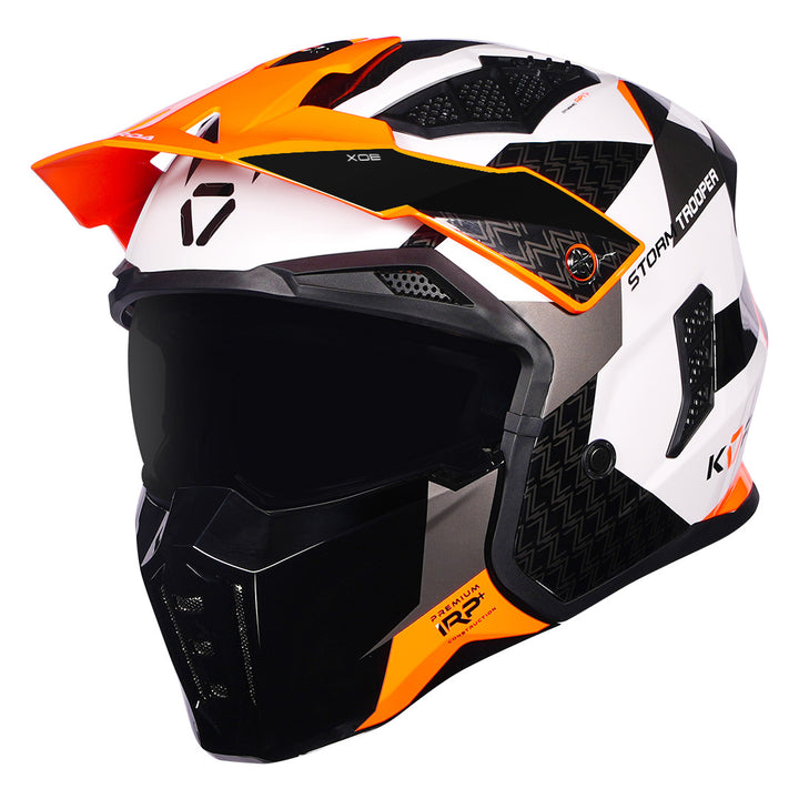 Korda StormTrooper Xoe Helmet (Fluorescent Orange) full-face with peak and chin