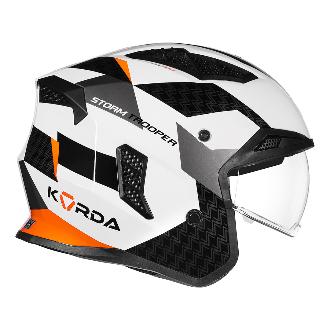Korda StormTrooper Xoe Helmet (Fluorescent Orange) open-face side