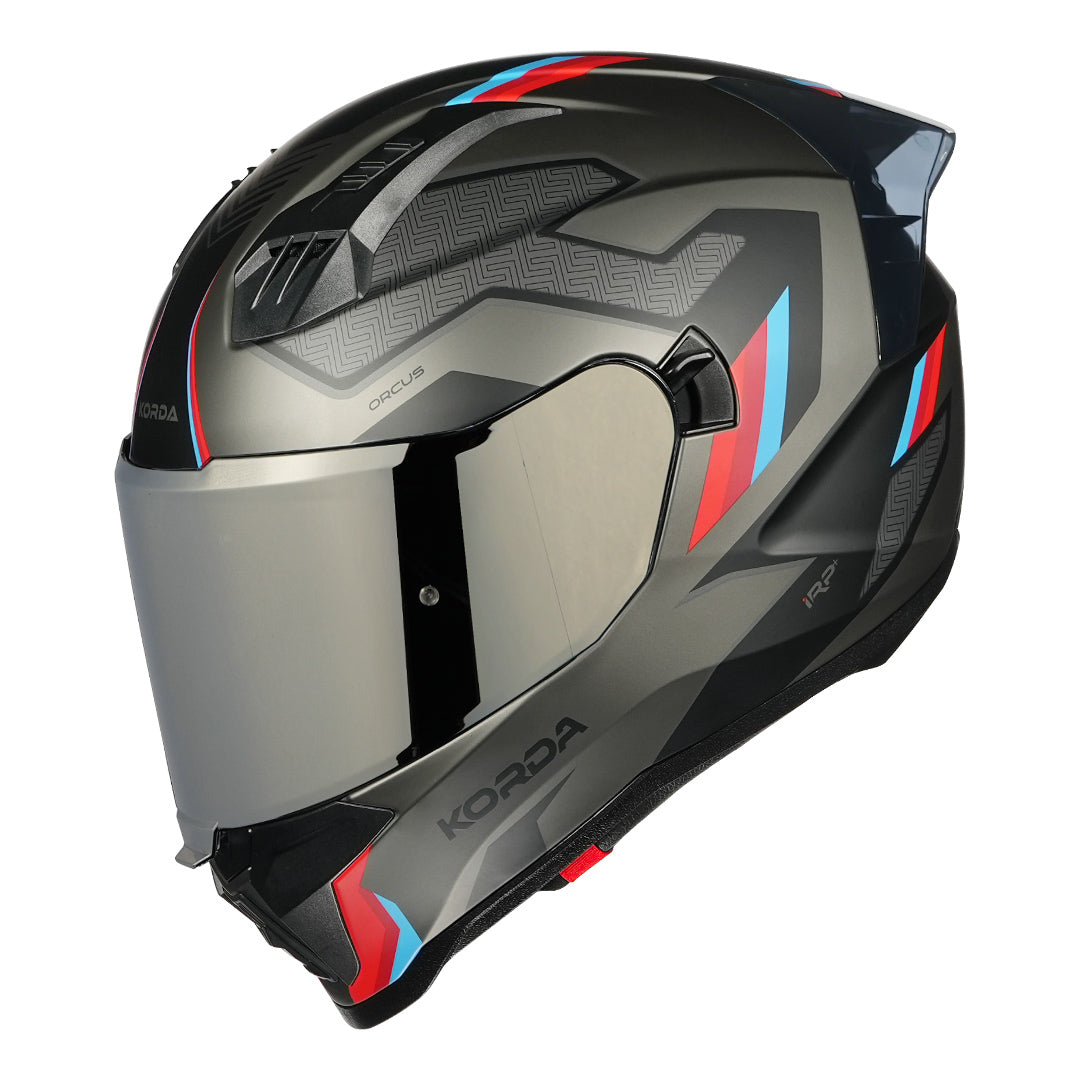 Korda Evo Orcus Helmet matt grey blue and red with silver visor
